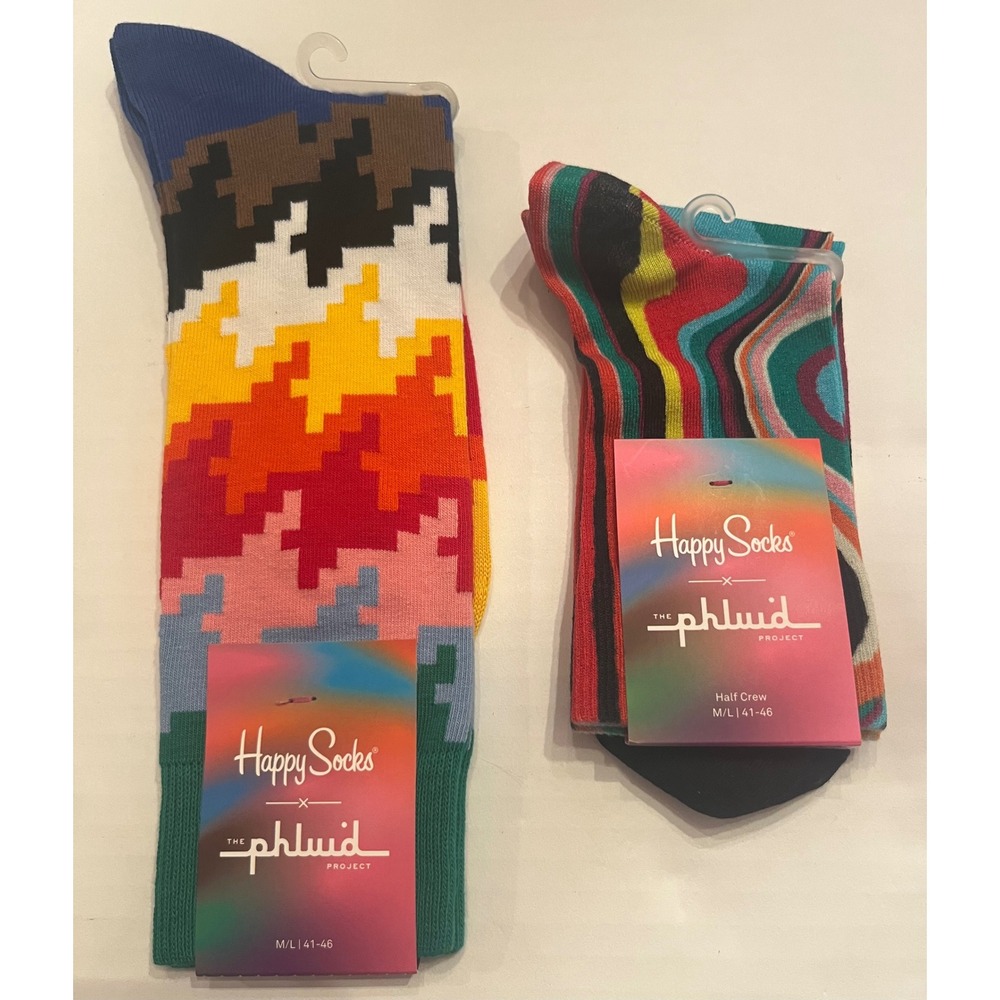Happy Socks x The Phluid Project Pride 2 Pair Rainbow Crew/Half Unisex Sock10-13